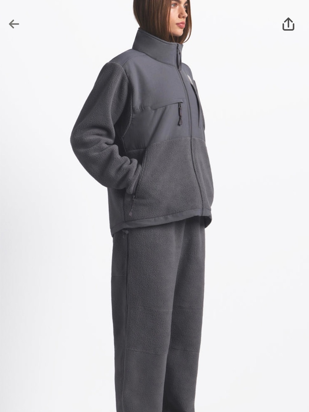 North Face x SKIMS collection, 1995 Denali Fleece Jacket. Gunmetal SZ S. NWT - Picture 3 of 12